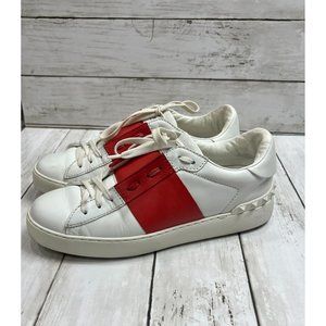 Valentino Garavani White Red Leather Sneakers Low-top Size EUR 39.5…